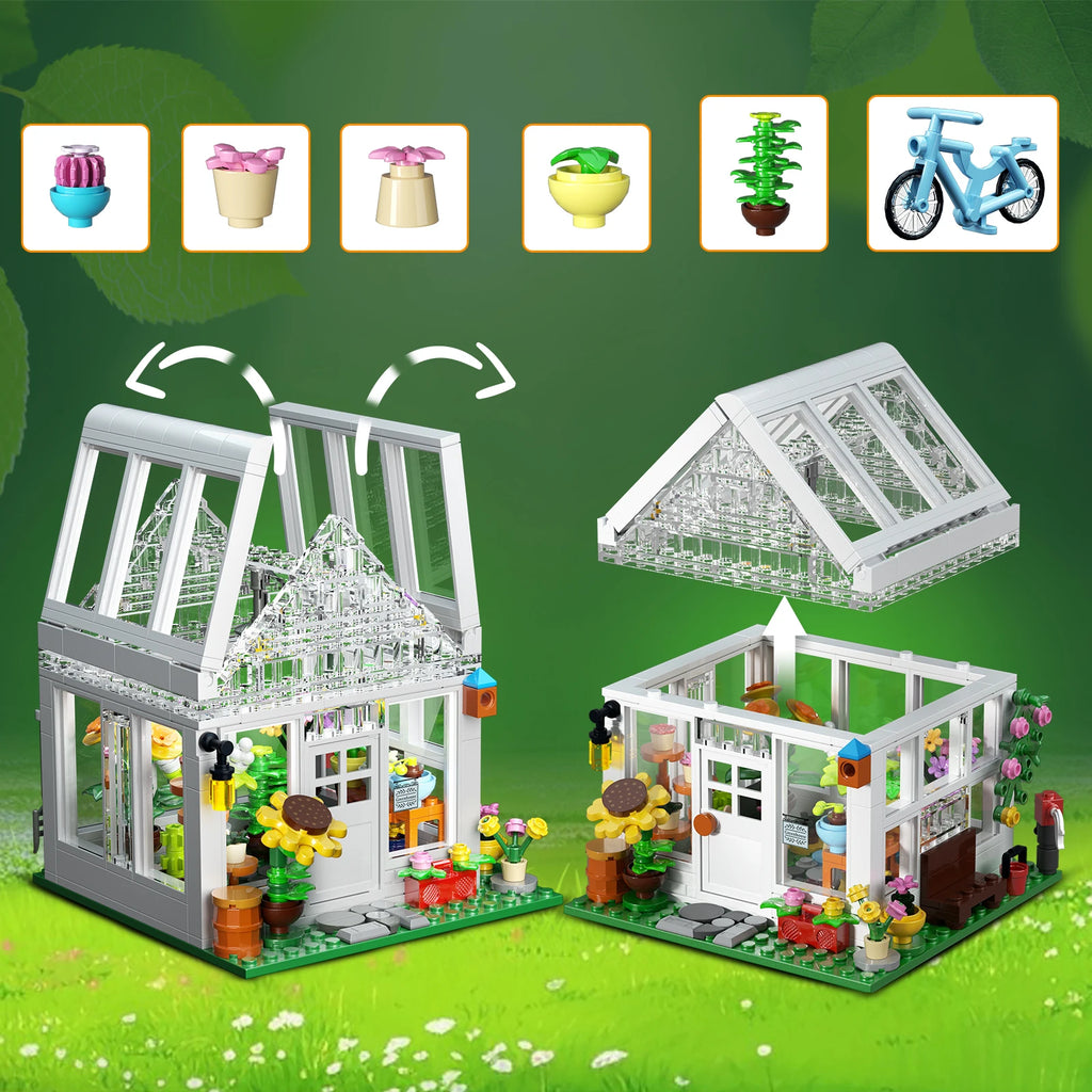 Greenhouse Building Block Pretty Flower Garden Architecture