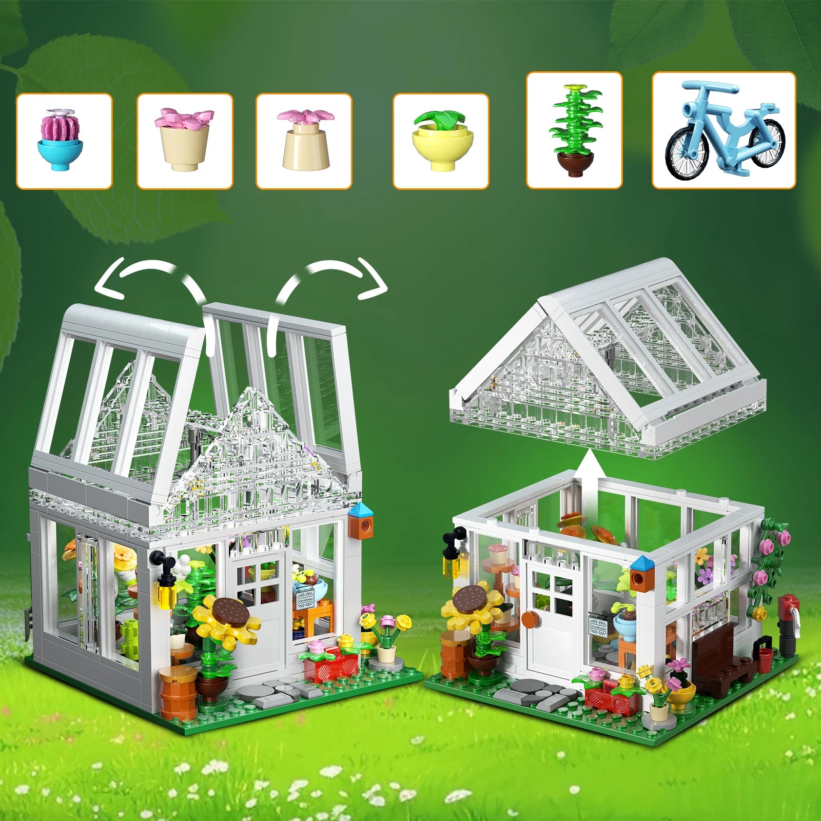 Greenhouse Building Block Pretty Flower Garden Architecture